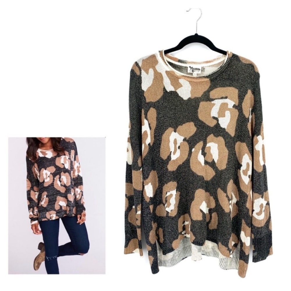 Show Me Your Mumu Oversized Cheetah Print Lightweight Bonfire Sweater Size XS